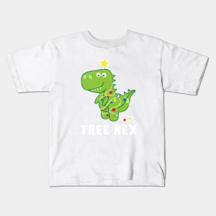 Funny Christmas Dinosaur Tree Rex Kids T-Shirt